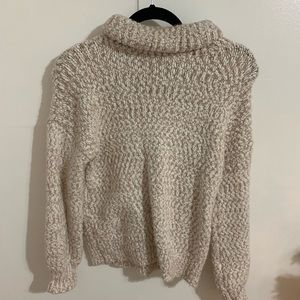 Turtle neck, pink and white sweater